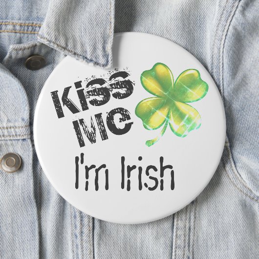 St. Patrick's Day Kiss Me Ich bin Irin, Kleeblatt, Button (Beispiel)