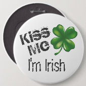 St. Patrick's Day Kiss Me Ich bin Irin, Kleeblatt, Button (Vorne & Hinten)