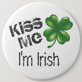 St. Patrick's Day Kiss Me Ich bin Irin, Kleeblatt, Button (Vorderseite)