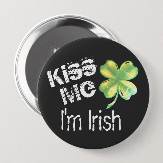St. Patrick's Day Kiss Me Ich bin irisches Kleebla Button (Vorne & Hinten)