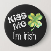 St. Patrick's Day Kiss Me Ich bin irisches Kleebla Button (Vorderseite)