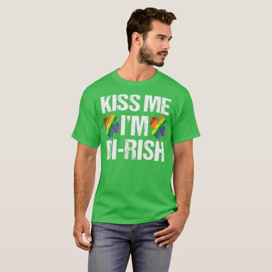 St Patricks Day Kiss Me Im Birish Bisexual T-Shirt (Vorne ganz)