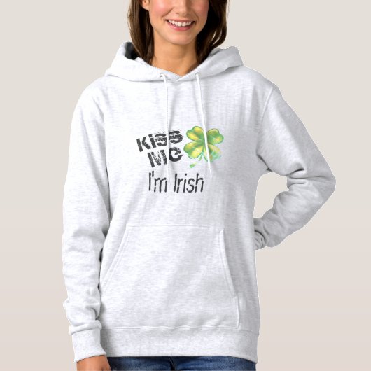 St. Patrick's Day Kiss Me I'm Irish Green Clover, Hoodie (Vorderseite)