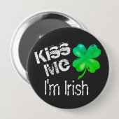 St. Patrick's Day Kiss Me I'm Irish Green Kleeblat Button (Vorne & Hinten)