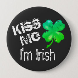 St. Patrick's Day Kiss Me I'm Irish Green Kleeblat Button