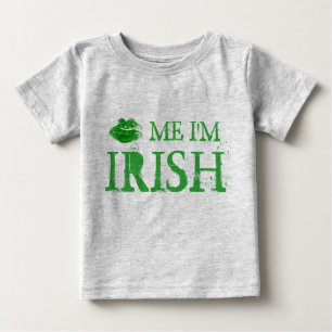 St. Patrick's Day Kiss Me I'm Irish Green Lips Baby T-shirt