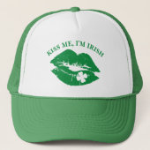 St Patricks Day Kiss Me I'm Irish Lucky Clover Truckerkappe (Vorderseite)