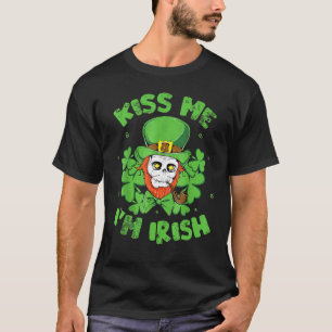 St Patrick's Day Kiss Me I'm Irish Sugar Skull Lep T-Shirt