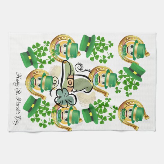 St. Patrick's Day Kitchen Handtuch Leprechaun (Horizontal)