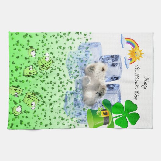 St Patrick's Day Kitchen Handtuchhandtuch Polar Bä Geschirrtuch (Horizontal)