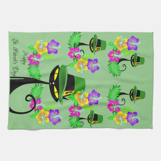 St Patrick's Day Kitchen Handtuchkatze Floral Geschirrtuch (Horizontal)