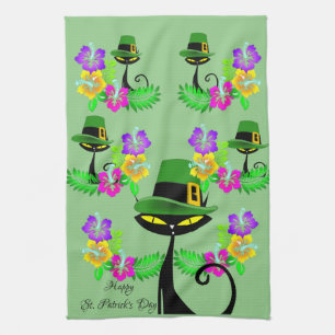 St Patrick's Day Kitchen Handtuchkatze Floral Geschirrtuch