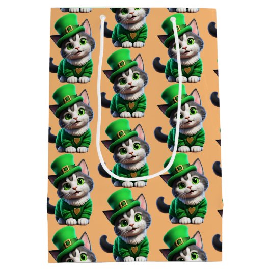 St. Patrick's Day Kitten Mittlere Geschenktüte (Rückseite)