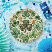 St. Patrick's Day Kleeblatt and Gold Pattern Pappteller (Party)