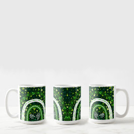 St. Patrick's Day Kleeblatt and Heart Design Kaffeetasse