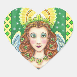 ST. PATRICK'S DAY KLEEBLATT ANGEL, IRISH SESSINGS Herz-Aufkleber