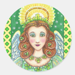 ST. PATRICK'S DAY KLEEBLATT ANGEL, IRISH SESSINGS RUNDER AUFKLEBER