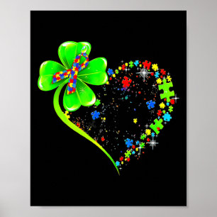 St Patricks Day Kleeblatt Autismus Lustig Autismus Poster