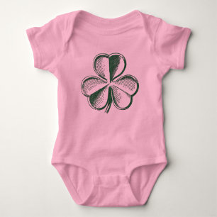 St. Patrick's Day Kleeblatt Baby Pink Bodysuit Baby Strampler