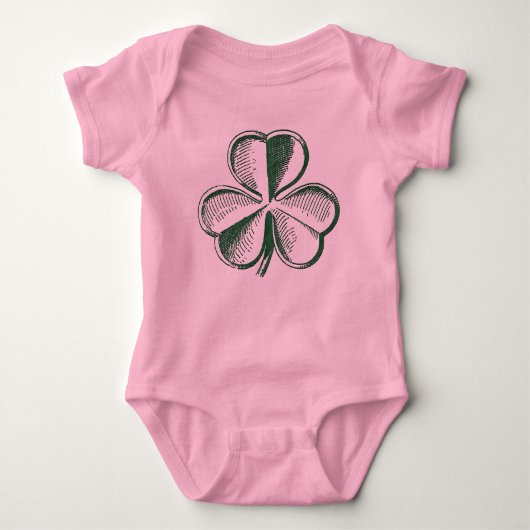 St. Patrick's Day Kleeblatt Baby Pink Bodysuit Baby Strampler (Vorderseite)