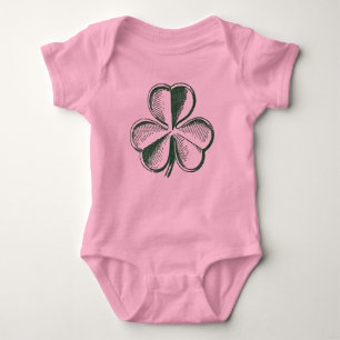 St. Patrick's Day Kleeblatt Baby Pink Bodysuit Strampler