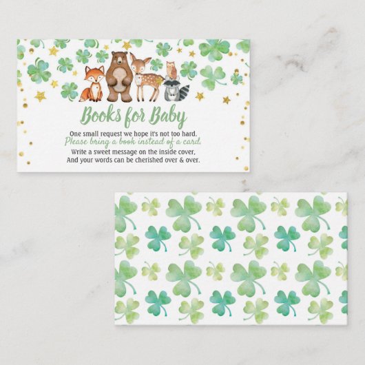 St Patrick's Day Kleeblatt Babydusche Buchanfrage Begleitkarte (Vorne/Hinten)