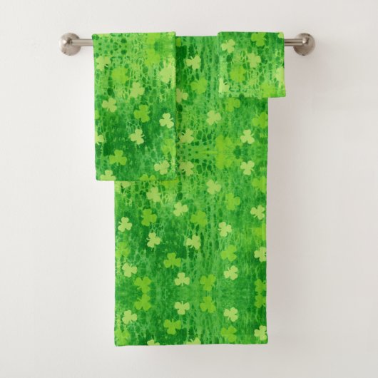 St Patrick's Day Kleeblatt Badezimmer Handtuchshau Badhandtuch Set (Insitu)