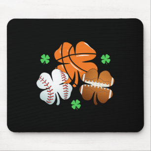 St Patricks Day Kleeblatt Basketball Baseball Iris Mousepad