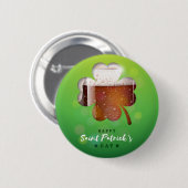 St. Patrick's Day Kleeblatt Beer Button (Vorne & Hinten)