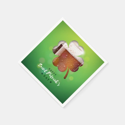 St. Patrick's Day Kleeblatt Beer Serviette (Ecke)