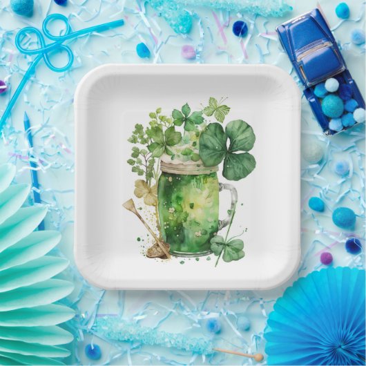 St. Patrick's Day Kleeblatt Bouquet Pappteller (Party)