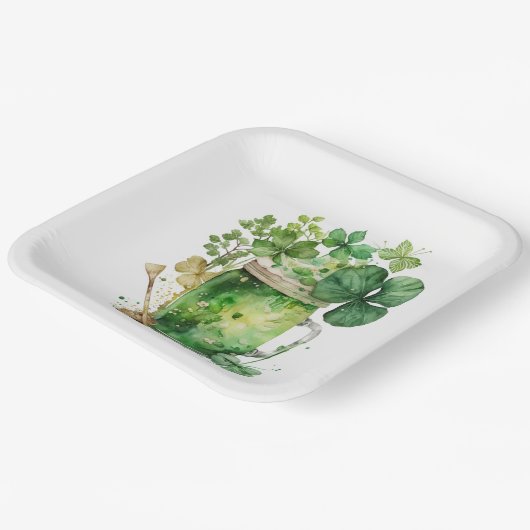 St. Patrick's Day Kleeblatt Bouquet Pappteller (Gewinkelt)