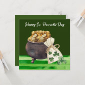 St. Patricks Day Kleeblatt Clover and Pot Karte (Vorderseite/Rückseite Beispiel)