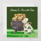 St. Patricks Day Kleeblatt Clover and Pot Karte (Vorderseite)