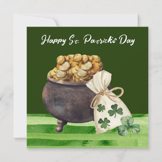 St. Patricks Day Kleeblatt Clover and Pot Karte (Vorderseite)