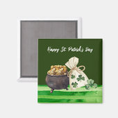 St. Patricks Day Kleeblatt Clover and Pot Magnet (Vorderseite/Rückseite)