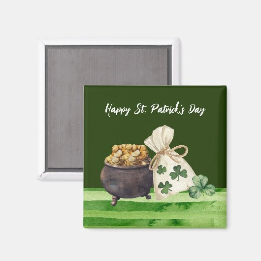 St. Patricks Day Kleeblatt Clover and Pot Magnet (Vorderseite/Rückseite)