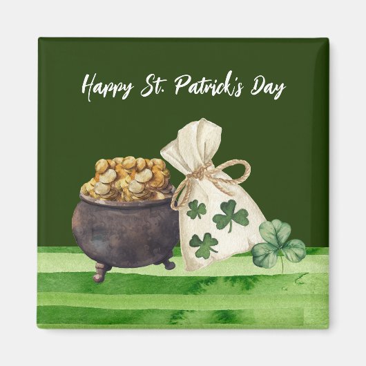 St. Patricks Day Kleeblatt Clover and Pot Magnet (Vorne)