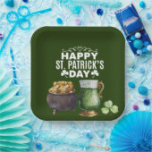 St. Patricks Day Kleeblatt Clover and Pot Pappteller (Party)