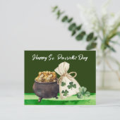 St. Patricks Day Kleeblatt Clover and Pot Postkarte (Stehend Vorderseite)