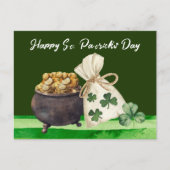 St. Patricks Day Kleeblatt Clover and Pot Postkarte (Vorderseite)