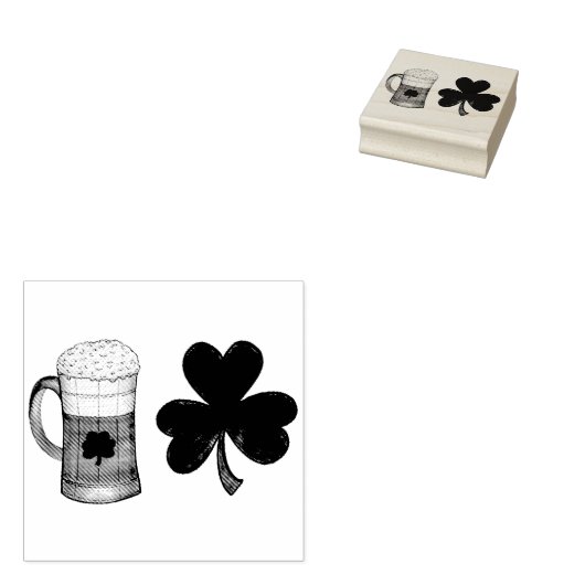 St. Patrick's Day Kleeblatt Clover + Bier Briefmar Gummistempel (Stempel)