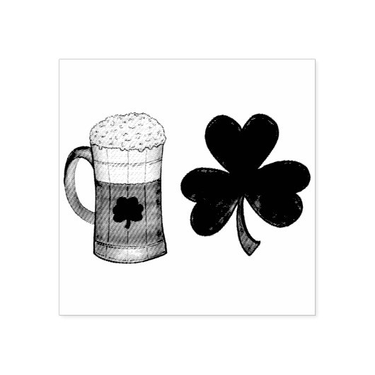 St. Patrick's Day Kleeblatt Clover + Bier Briefmar Gummistempel (Prägung)