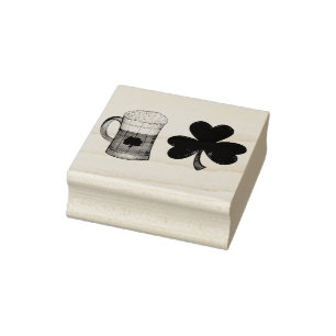 St. Patrick's Day Kleeblatt Clover + Bier Briefmar Gummistempel