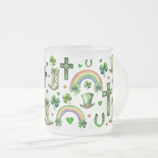 St. Patrick's Day Kleeblatt Clover - Lucky & Festi Mattglastasse (VorderseiteRechts)