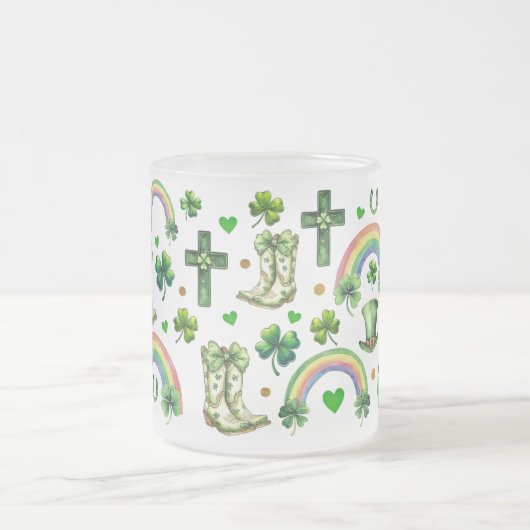 St. Patrick's Day Kleeblatt Clover - Lucky & Festi Mattglastasse (Mittel)