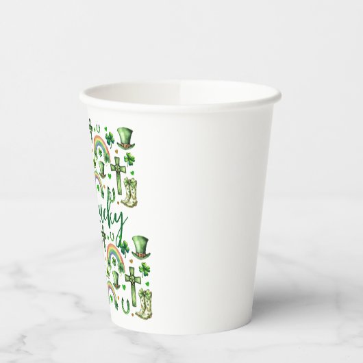 St. Patrick's Day Kleeblatt Clover - Lucky & Festi Pappbecher (Links)