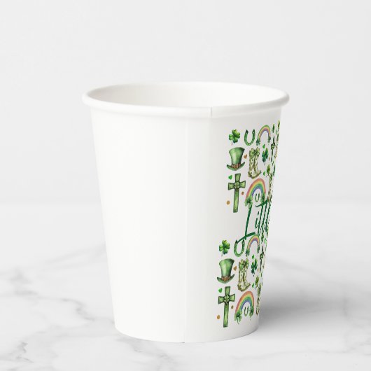 St. Patrick's Day Kleeblatt Clover - Lucky & Festi Pappbecher (Rechts)