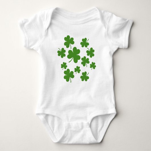 St Patrick's Day Kleeblatt Clover Pattern Baby Strampler (Vorderseite)