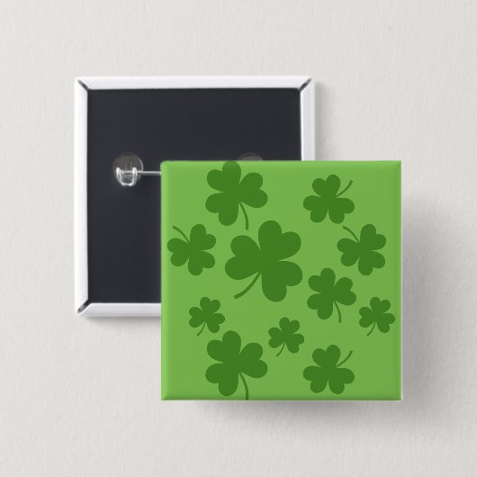St Patrick's Day Kleeblatt Clover Pattern Button (Vorne & Hinten)